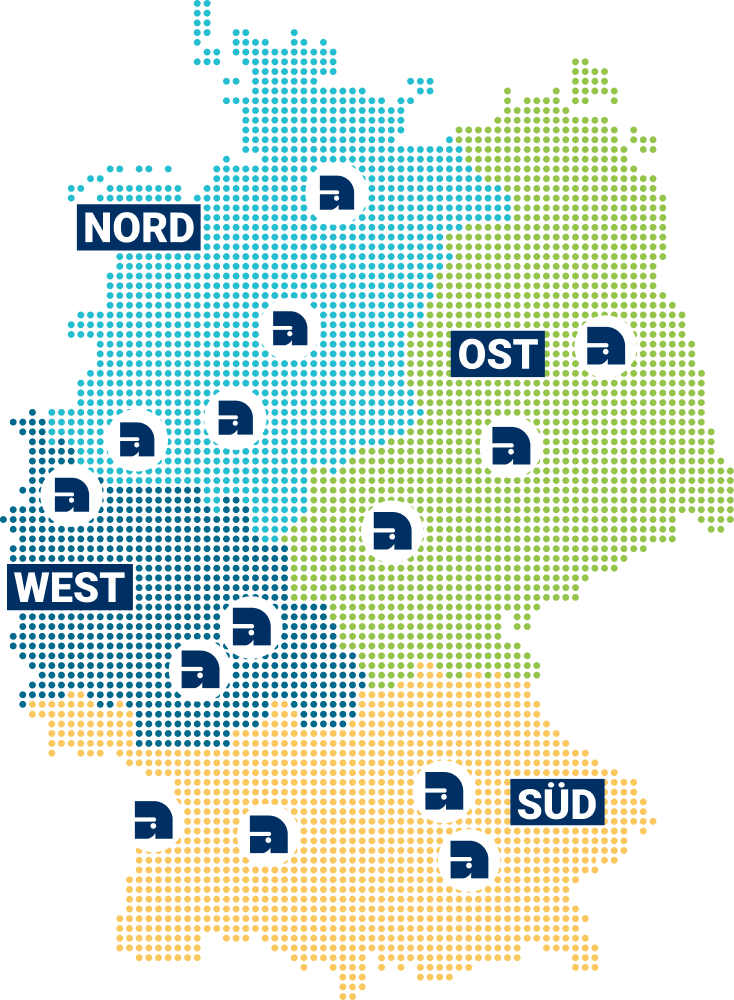Deutschlandkarte mit Algeco Standorten